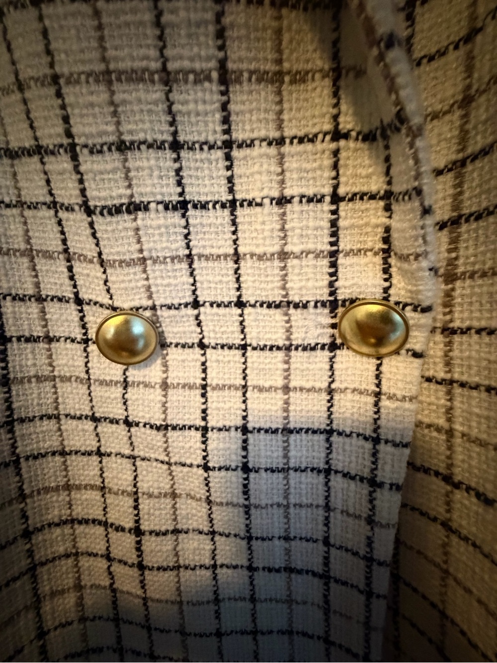Abercrombie & Fitch White Blazer with Navy Windowpane Check - Picture 4 of 5